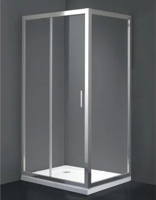 Image de Cabine de douche 90x115 avec porte coulissante à l'avant et deux cristaux, dont un côté fixe carré et rectangulaire en verre trempé transparent - FRASCIO