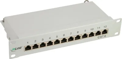 Obrázek produktu pro InLine® Patch panel Cat.6 12-ti kanálový, 10" 1U, světle šedý, RAL7035