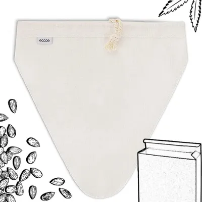 Immagine prodotto di Sacchetti in tessuto di canapa, 28 x 30 cm, a trama fitta, lavabili, per latte di frutta secca e succhi