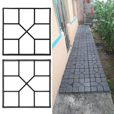 Productafbeelding van Tuinplaten 40x40 cm - DIY-set - Bodenvormen voor buiten - PP-kunststof - Zwart - Inclusief bestratingsvorm - Bestratingstenen