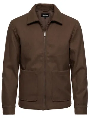 Produktbild von OneRedox Herren Übergangsjacke in Woll-Optik mit Hemdkragen als Übergangsjacke Herren Outdoor Jacke als leichte Winterjacke ungefüttert, KI-generiertes Bild