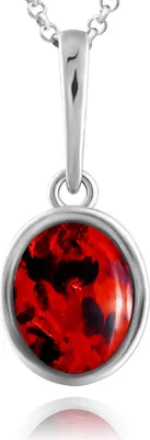 Produktbild von Golders Schmuckanhänger aus 925 Sterlingsilber mit ovalem roten Bernstein