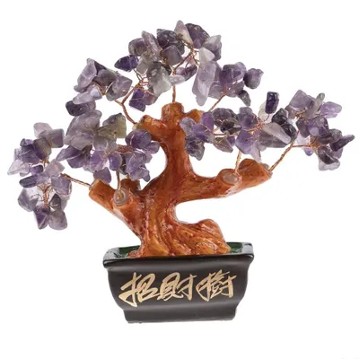 Zdjęcie produktu dla Lachineuse – Drzewo Feng Shui z fioletowego ametystu – Drzewo szczęścia, 12 cm