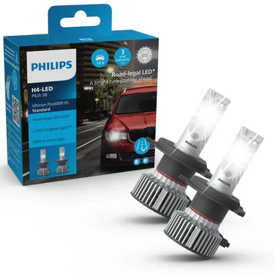 Produktbild von Philips Ultinon Pro6000 Standard HL 11342U60SX2 Fahrzeugscheinwerferlampe, 19 W, 12 V, H4, LED, 5800 K, 2 Stück(e)