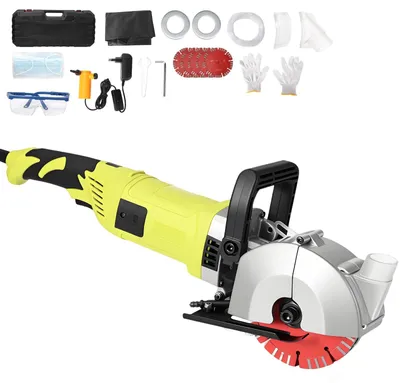 Obrázek produktu pro Elektrická frézka na zahloubení do zdi – pro beton/cihly – 4000 W – 6000 ot./min – průměr kotouče 125 mm – hloubka řezu 35 mm – 5 kotoučů – červená
