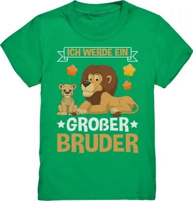 Produktbild von Ich werde ein Großer Bruder Löwe T-Shirt – Kelly Green / 152/164 (12-14)
