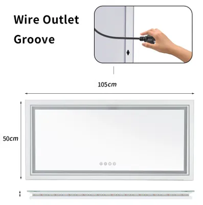 Obrázok produktu pre Zrkadlo do kúpeľne - Zrkadlo do kúpeľne s osvetlením - Inteligentné zrkadlo - LED zrkadlo do kúpeľne - 105 x 50 cm