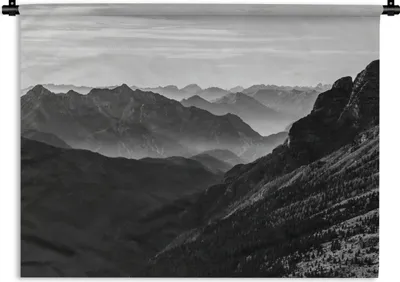 Produktbild von MuchoWow® Wandteppich Wandbehang Berge - Natur - Nebel 90x67.5 cm Tapisserie Dekoration Wandtuch - Fototeppich - Wand-Skulpturen