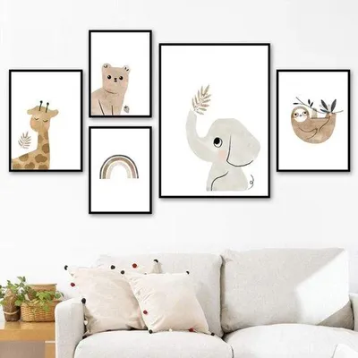 Produktbild von Unyqoos® A4-Poster-Set mit Waldtieren – dekorative Kinderzimmer-Bilder, mattes Premium-Papier, 21 x 29,7 cm, ohne Rahmen