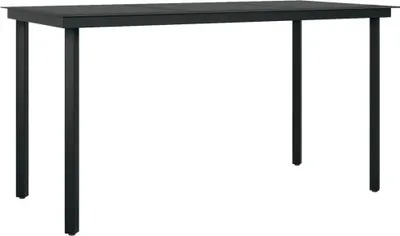 Produktbild von vidaXL Garten-Esstisch Schwarz 140x70x74 cm Stahl und Glas