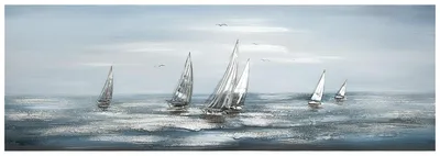 Produktbild von GILDE Leinwandbilder Bild Gemälde Silver Regatta, handbemalt H. 50 cm,38925