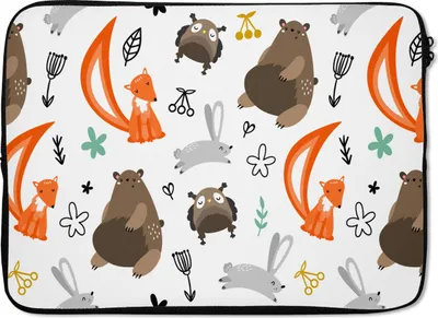 Produktbild von MuchoWow® Laptop Hülle 13 Zoll Tiere - Wald - Muster Laptoptasche - Laptophülle - Sleeve - Rundumschutz