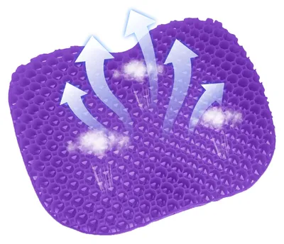 Produktbild von Gel-Sitzkissen, orthopädisches Sitzkissen, rutschfester Stoffbezug, Sitzkissen für Bürostuhl, Rollstuhl und Auto, druckentlastendes Kissen, atmungsaktiv, lindert Rückenschmerzen, komfortabel (lila)