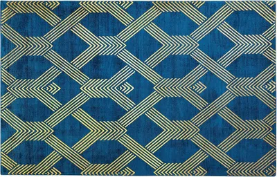 Produktbild von BELIANI Teppich Marineblau Viskose 140 x 200 cm Geometrisches Muster Gold Baumwoll-Unterseite Kurzflor Rechteckig Glamour Look Wohnzimmer Schlafzimmer
