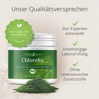 Produktbild von Chlorella Pulver 250 g - Aus kontrolliertem -Anbau - Reicht für ca. 30 Tage