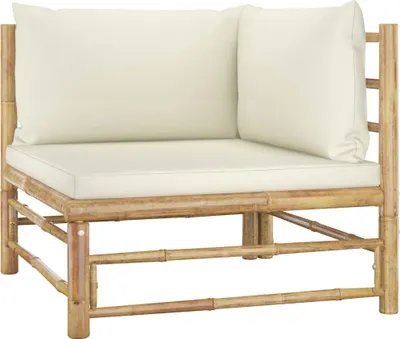 Produktbild von vidaXL 7-tlg. Garten-Lounge-Set mit Cremeweißen Kissen Bambus