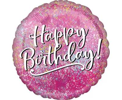 Produktbild von Heliumballon gefüllt Folienballon inkl. Helium rosa Happy Birthday rund 40 cm in einer Dekobox