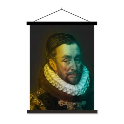 Produktbild von MuchoWow® Textilposter Wilhelm von Oranien - Adriaen Thomasz - Mütze 60x80 cm mit schwarzem Rahmen - Plakathalter