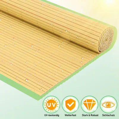 Produktbild von TolleTour PVC Sichtschutzmatte Sichtschutzzaun Balkon Windschutz Sichtschutz für Zaun Bambus 80x400cm