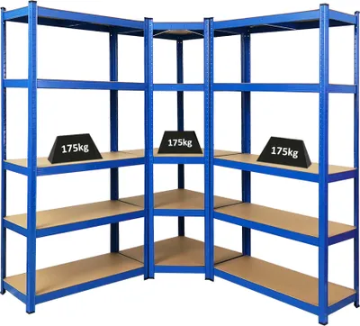 Produktbild von Mega Deal | 1x Eckregal + 2x Schwerlastregal Ragnar | Fachlast 175 kg | Blau