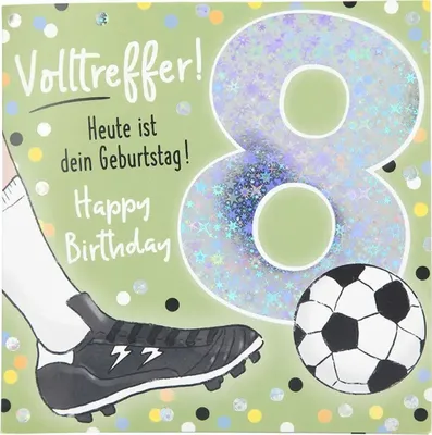 Produktbild von Depesche 11515-016 Zahlenkarte zum 8. Geburtstag mit Musik, veredelte Klappkarte mit originellem Innentext, inkl. Umschlag, Format 15,5 x 15,5 cm, mehrfarbig