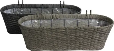 Produktbild von Kynast exklusiv Blumenkasten Rattan mit Halterung 613-401074 grau