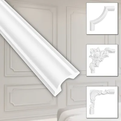 Produktbild von HEXIM Stuckverzierung aus HDPS/PU weiß - Stuckrahmen Wanddeko Bilderrahmen - HCR Wandleisten (10 Meter HCR518) Stuckdecke Bilderrahmen Kassetierung Barocke