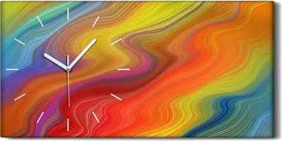 Produktbild von Leinwand Uhr Küche Wohnzimmer Bild Quarz 60x30 Malerei Abstrakte Kunst Bunt - weiße Hände