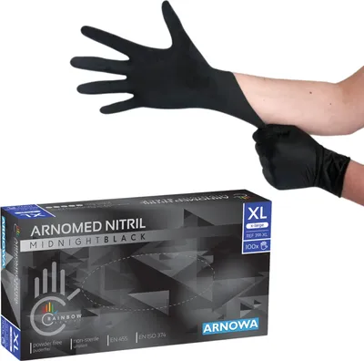 Produktbild von Nitril Handschuhe, schwarz, puderfrei, Größe XL, 1000 Stück