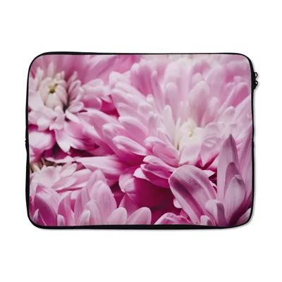 Produktbild von MuchoWow® Laptop Hülle 17 Zoll Laptoptasche Blumen - Rosa - Natur - Zipper - Schutzabdeckung