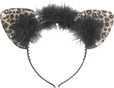 Produktbild von Leopardenohren Haarreif Leoparden Ohren mit Strass und Federn