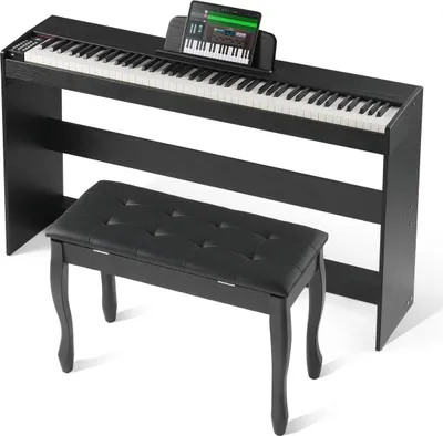 Produktbild von 88 Tasten, vollgewichtetes Digitalpiano, Dual-Keyboard-Modus, Gehäusehalterung, Bank
