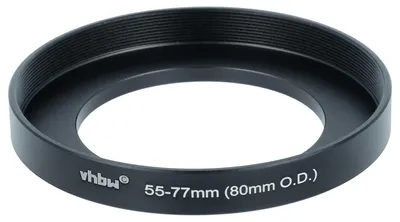 Produktbild von vhbw Step-Up-Ring Adapter 55 - 77mm für - Filteradapter, Aluminium Matt-Schwarz