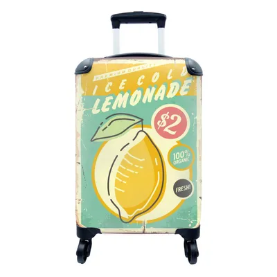 Produktbild von MuchoWow® Koffer Handgepäck Trolley Rollkoffer Kleine Reisekoffer mit 4 Rollen - Zitrone - Vintage - Illustration - Cabin Size < 55x40x23 cm & 55x40x20 cm - Fotokoffer - Kabinenkoffer - Boardgepäck - Reise-Box - Reisekoffer - Reisegepäck - Koffer mit Bild - Trolley für Kinder