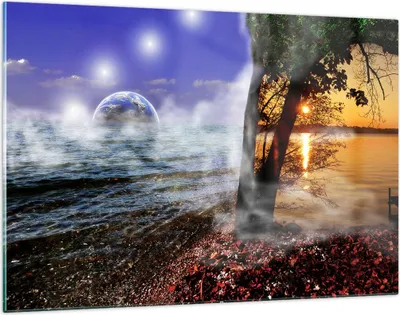Produktbild von Bilder auf glas - Abstraktion Umwelt Erde - 120x80cm - Glasbilder - Wandbilder - Kunstdruck - zum Aufhängen bereit - Wanddekoration aus Glas - Glas Bilder - Wandbild auf Glas - GAA120x80-0308