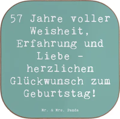 Produktbild von Mr. & Mrs. Panda Untersetzer für Gläser Spruch 57. Geburtstag - Meeresbrise - Geschenk, Tassenuntersetzer, Liebe, bieruntersetzer, Geburtstagsgeschenk, Geschichten, Leben