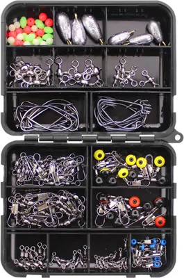 Produktbild von Angelhaken Kit, Angelzubehör Set inkl. Jig Haken, Bullet Bass Werfen Sinker Gewichte, Verschiedene Angeln Wirbel Snaps, Sinker Slides, Angelleine Perlen usw mit Angehen Box