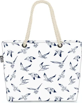 Produktbild von VOID Möwe Vögel Meeresvogel Strandtasche Shopper 58x38x16cm 23L XXL Einkaufstasche Tasche Reisetasche Beach Bag