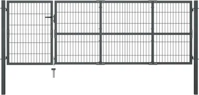 Zdjęcie produktu dla vidaXL Brama ogrodowa ze słupkami stal 350×100 cm antracyt