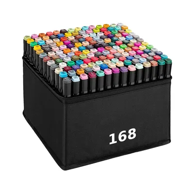 Produktbild von Farben Alkohol Marker Set 168 Twin Marker Filzstifte mit Schwarz Geschenkbox Alkohol Stifte für Färbung Comic Malerei Zeichnung Design Rendering