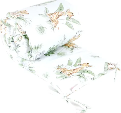 Produktbild von BabyLux Nestchen Bettumrandung 210x30 cm – Kopfschutz für Babybett, Beistellbett & Laufgitter – Gitterbett-Polsterung - Baumwolle 124. Africa_Tiere