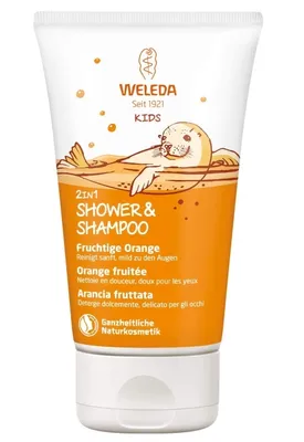 Obrázok produktu pre Weleda Kids 2in1 Shower & Shampoo, 150 ml, 2 v 1 vlasy & telo, Neprofesionálne, Deti, Všetky typy vlasy, Čierna, Blond, Hnedá, Gaštan, Červená