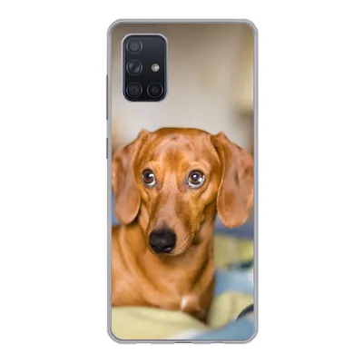 Produktbild von MuchoWow® Handyhülle Schutzhülle Hülle für Samsung Galaxy A51 5G Dackel liegend auf einem Bett Silikon Softcase Handy Hülle - Abbildung