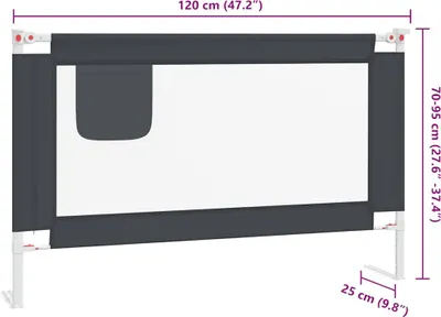 Produktbild von vidaXL Kleinkind-Bettschutzgitter Dunkelgrau 120x25 cm Stoff