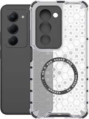 Produktbild von Magnet Hülle für Xiaomi Redmi 15 5G / 4G Honeycomb Design Hybrid Ringhalter Weiß