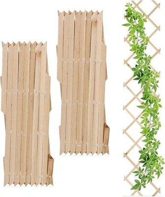 Image de Kit de treillis coulissant pour 3 plantes, support en bois naturel