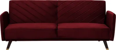 Zdjęcie produktu dla BELIANI Sofa rozkładana czerwona welurowa 3-osobowa z funkcją spania glamour