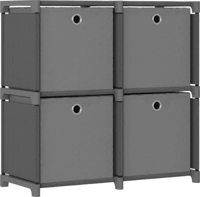 Image de Étagère à 4 cubes avec boîtes Gris 69x30x72,5 cm Tissu