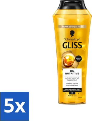 Zdjęcie produktu dla Gliss Shampoo - Oil Nutritive - Dla odżywionych i jedwabistych włosów - 250 ml - Value pack - 5 szt