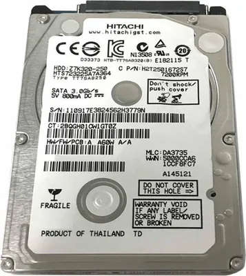 Zdjęcie produktu dla Dysk twardy 250 GB, Hitachi, SATA, 2,5", wewnętrzny, model HTS723225A7A364, przeznaczony do laptopów i komputerów przenośnych